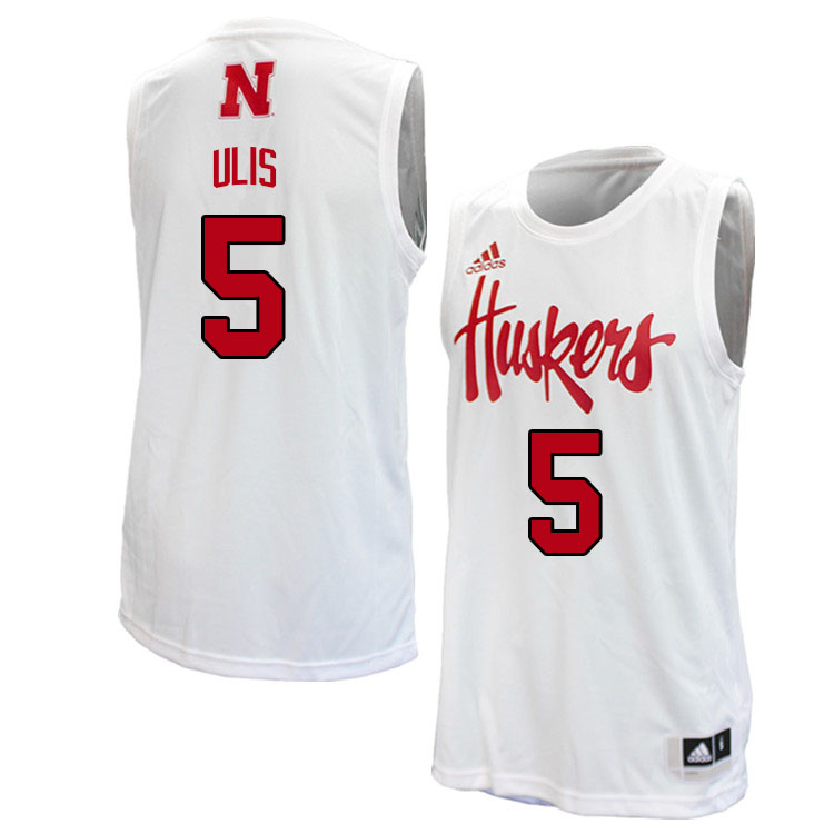 Men #5 Ahron Ulis Nebraska Cornhuskers College Basketball Jerseys Stitched Sale-White - Click Image to Close